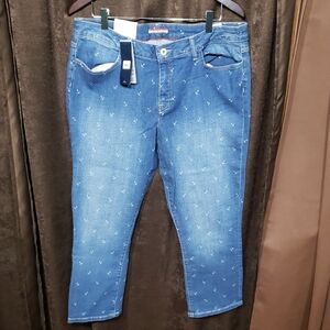 Tommy Hilfiger Women's Crop Blue Denim Jeans with Anchor Pattern